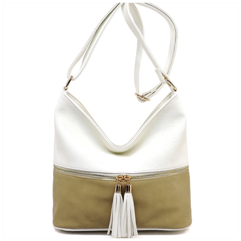 Zip Colorblock Crossbody Bucket Satchel - Picture 1 of 7